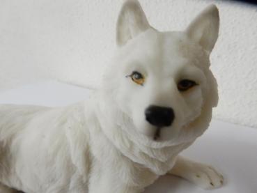 Weißer Wolf Figur liegend3